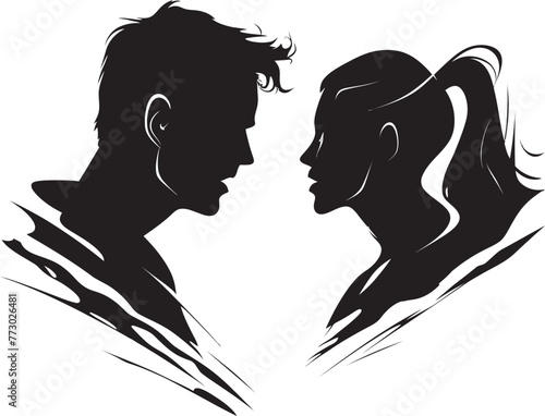 Tense Turmoil Dynamic Icon Depicting Couples Tense Turmoil Raging Rhapsody Vector Symbol of Couples Raging Discord