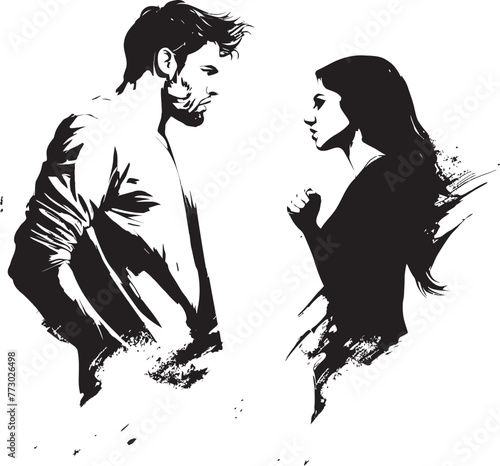 Outburst Odyssey Vector Icon of Couples Emotional Outburst Wrathful Waltz Dynamic Illustration Depicting Couples Wrathful Waltz