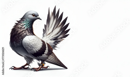 A premium image of beautiful Pigeon is sitting near the sea with isolated white background  generative ai