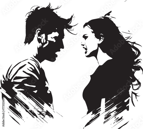 Discord Dance Vector Emblem Representing Couples Discord Clash Cascade Emblematic Symbol of Couples Clash