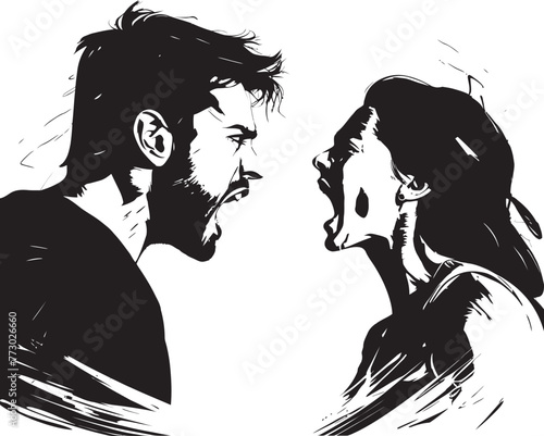 Fierce Frenzy Emblematic Design Illustrating Couples Fierce Fury Wrathful Waves Dynamic Illustration of Couples Wrath