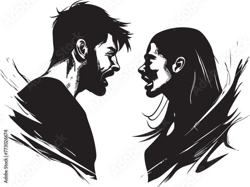 Anger Amplified Dynamic Vector Graphic Depicting Couples Anguish Ire Inferno Iconic Emblem for Expressing Couples Inferno of Ire