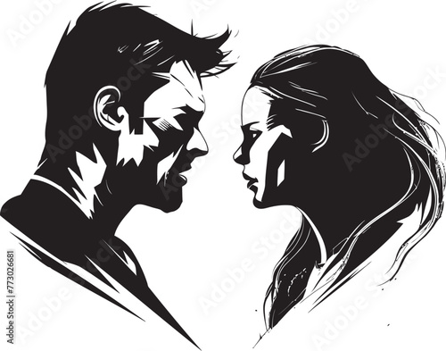 Discord Drama Dynamic Emblem Depicting Couples Discordant Drama Clash Collide Iconic Logo for Couples Intense Conflict
