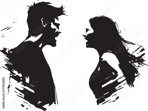 Fury Fission Emblematic Illustration of Couples Fury Discord Drama Dynamic Emblem Depicting Couples Discordant Drama