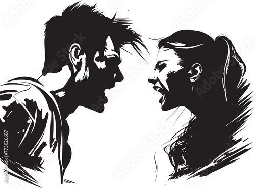 Wrathful Whirlpool Vector Design for Man and Womans Wrath Fury Fission Emblematic Illustration of Couples Fury