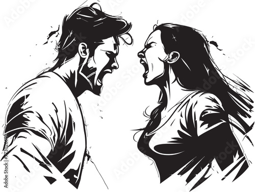 Fierce Flames Iconic Illustration of Couples Fiery Anger Wrathful Whirlpool Vector Design for Man and Womans Wrath