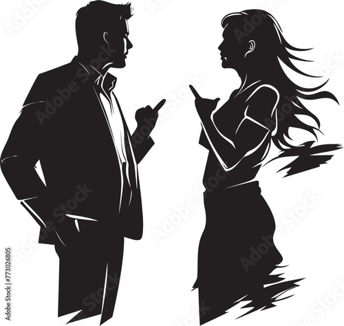 Temperament Tango Iconic Emblem for Angry Pair Interaction Rancor Rhapsody Dynamic Logo Illustrating Couple Conflict