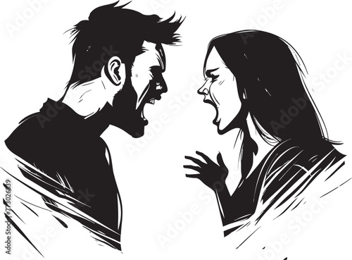 Fierce Frontiers Vector Logo Design Illustrating Couples Fierce Fury Wrathful Waters Dynamic Symbol for Man and Womans Wrath