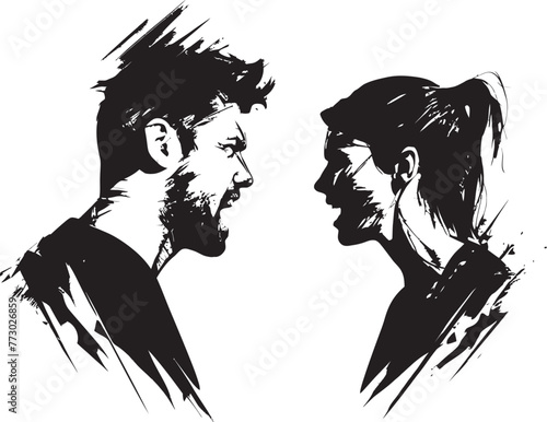 Discord Dynamics Vector Graphic Depicting Couples Discordant Dynamics Clash Catalyst Emblematic Illustration of Couples Clash