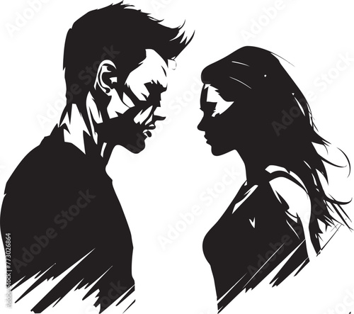 Raging Revolt Dynamic Logo Symbolizing Couples Outburst Fierce Flames Iconic Illustration of Couples Fiery Anger