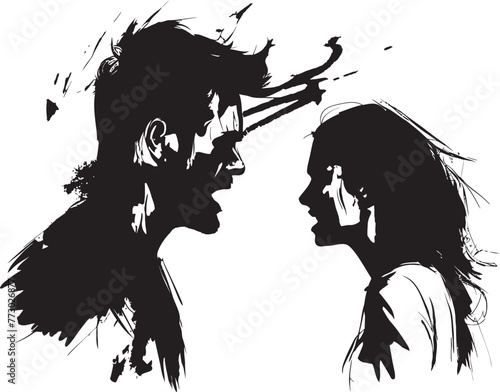 Fury Fission Emblematic Illustration of Couples Fury Discord Drama Dynamic Emblem Depicting Couples Discordant Drama