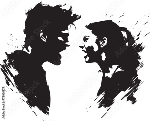 Fierce Flames Iconic Illustration of Couples Fiery Anger Wrathful Whirlpool Vector Design for Man and Womans Wrath