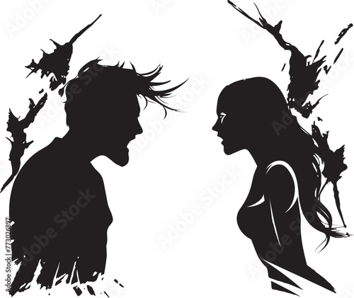 Wrathful Whirlpool Vector Design for Man and Womans Wrath Fury Fission Emblematic Illustration of Couples Fury