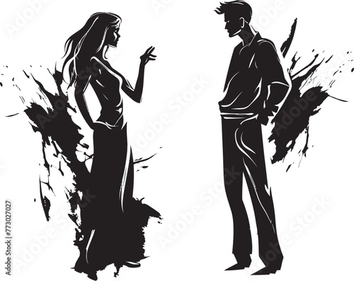 Wrathful Whirlpool Vector Design for Man and Womans Wrath Fury Fission Emblematic Illustration of Couples Fury