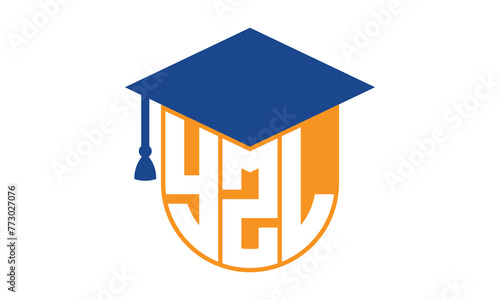 YZL initial letter academic logo design vector template. school college logo, university logo, graduation cap logo, institute logo, educational logo, library logo, teaching logo, book shop, varsity