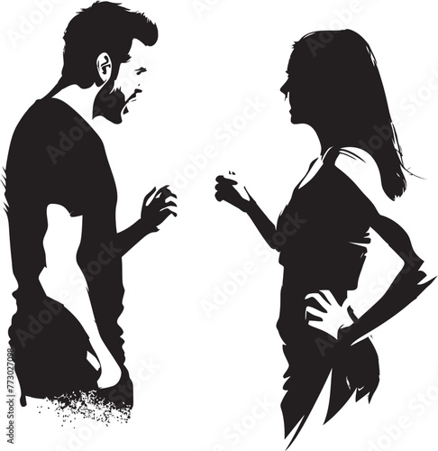 Wrathful Rendezvous Iconic Logo for Couple Dispute Furious Fusion Anger Vector Graphics for Man and Woman