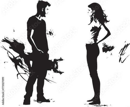 Anger Arise Vector Icon of Couples Arising Anger Wrathful Whirlwind Dynamic Illustration Symbolizing Couples Whirlwind of Wrath