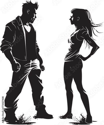 Wrathful Whirlpool Vector Logo Depicting Couples Whirlpool of Wrath Fiery Fission Dynamic Graphic Illustrating Couples Fission of Fire