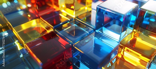 Colorful Cubes A Vibrant Display of 3D Blocks Generative AI