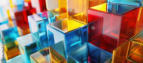 Colorful Cubes A Vibrant Display of 3D Blocks Generative AI