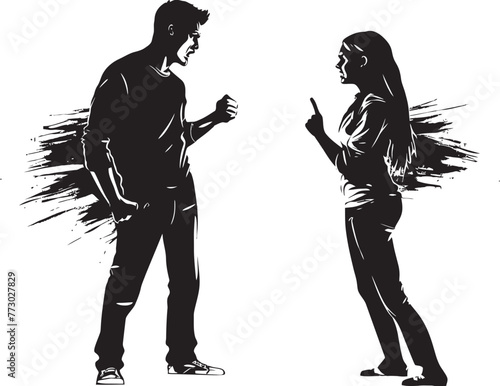 Discordant Duality Iconic Emblem Showing Couples Dual Discord Wrathful Wave Vector Illustration Symbolizing Couples Wave of Wrath