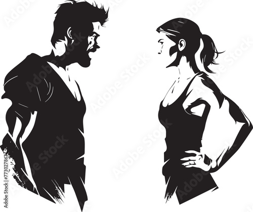 Discordant Diversion Iconic Graphic for Couples Diverted Discord Wrathful Surge Dynamic Emblem of Couples Surging Wrath