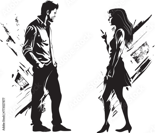 Clash Crescendo Dynamic Logo of Couples Anger Climax Furious Fusion Emblematic Vector Fusion of Couples Fury