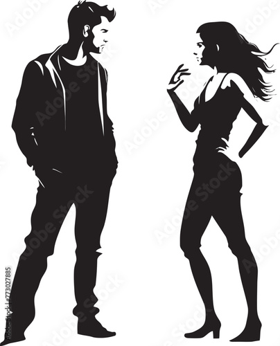 Discordant Dynamics Emblematic Graphic of Couples Dynamic Discord Wrathful Outburst Vector Emblem of Couples Outbursting Wrath