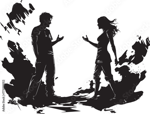 Discordant Duet Dynamic Logo for Couples Conflict Fury Fugue Iconic Emblem of Man and Womans Argument