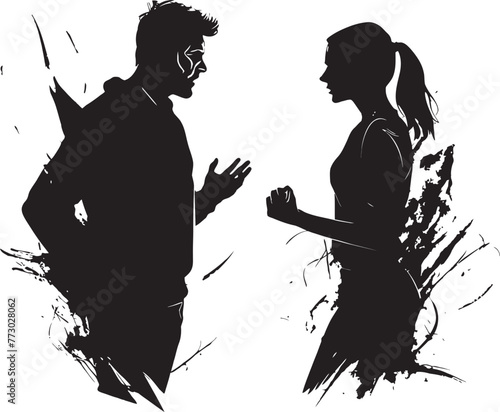 Wrathful Waltz Emblem for Angry Couple in Motion Clash Composition Dynamic Logo for Man and Womans Argument