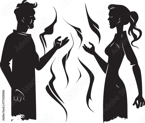 Fury Fusion Emblematic Logo for Man and Woman in Anger Wrathful Waltz Dynamic Symbol for Couples Conflict