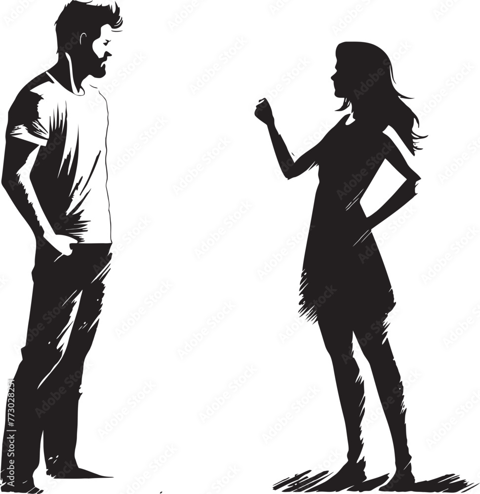 Conflict Canvas Angry Couple Emblem Design Tumultuous Tiff Iconic Logo for Man and Woman in Anger