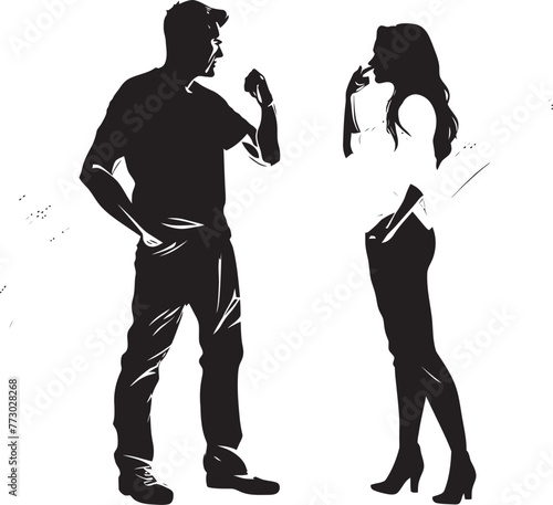 Tumultuous Tiff Iconic Emblem of Man and Womans Discord Spat Symphony Vector Graphics for Angry Couples Rant