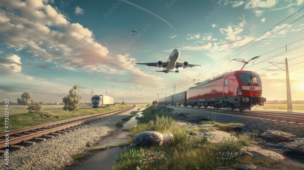 Fototapeta premium Diverse Transportation Modes in Motion