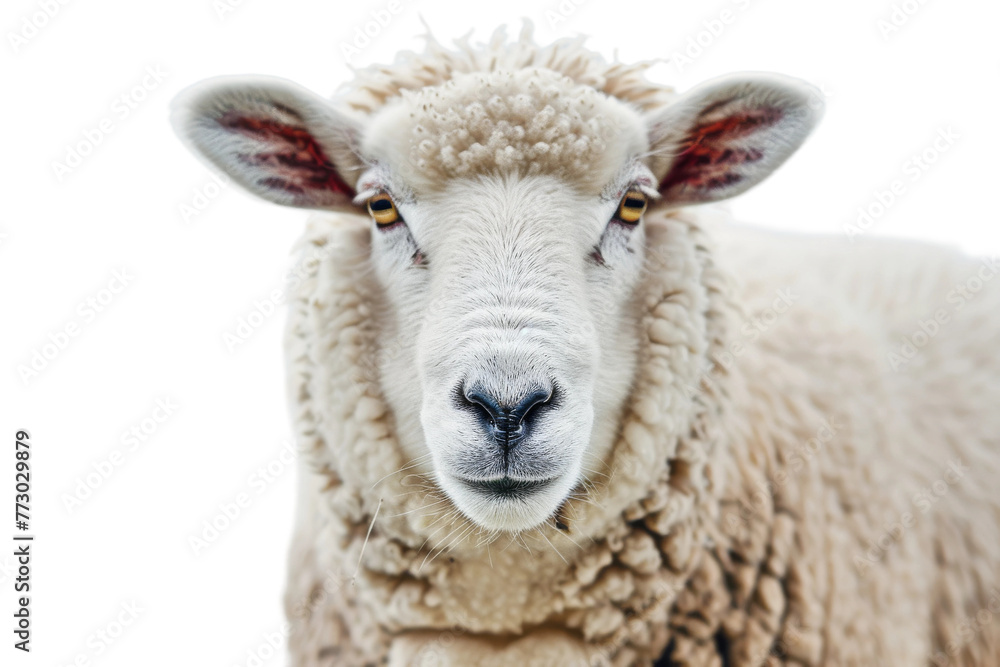 A Portrait of the Gentle Sheep Essence On Transparent Background.