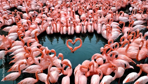 Flamingos Forming A Heart Shape In Their Flock  2