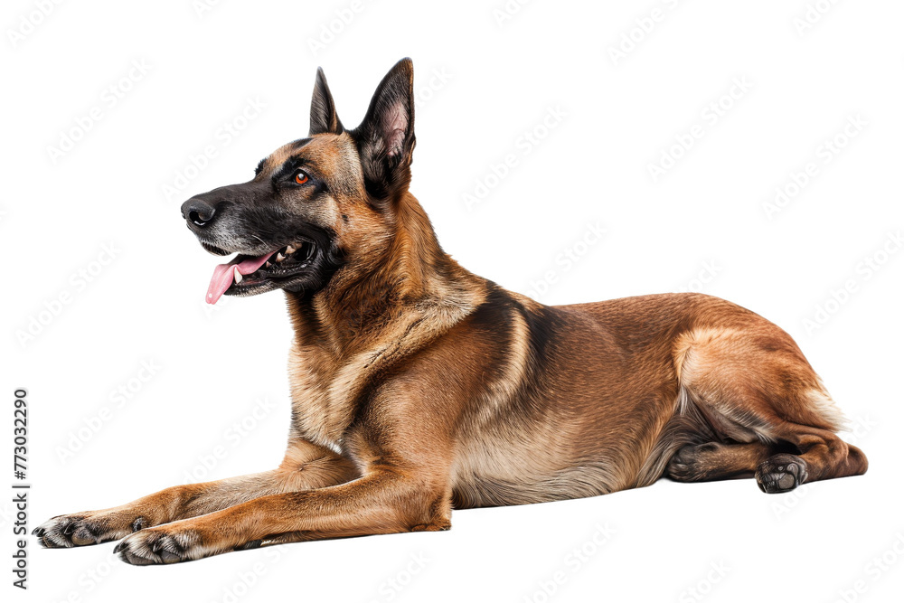 Capturing the Grace of a Malinois Breed Dog On Transparent Background.