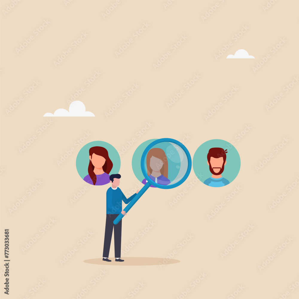 Selecting an employee, a business company is looking for an employee to work, a businessman is reviewing a resume. Vector illustration.
Selecting an employee, a business company is looking for an employee to work, a businessman is reviewing a resume. Vector illustration.