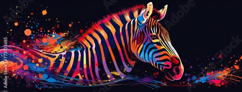 Zebra in a Rainbow of Colors Generative AI