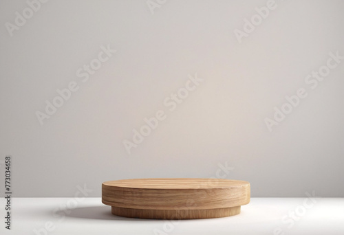 Wooden Podium with white background generative ai