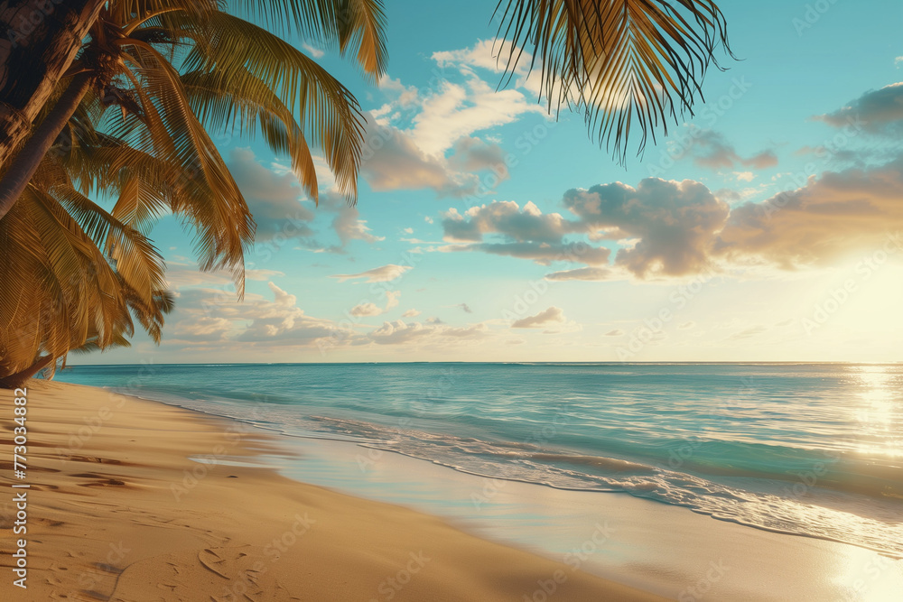 Fototapeta premium Palm tree on the beach