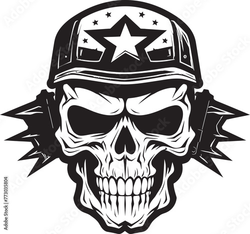 Combat Cranium Emblematic Vector Illustration of Tactical Skull Emblem Skull Strategist Dynamic Emblem Depicting Tactical Military Skull Icon