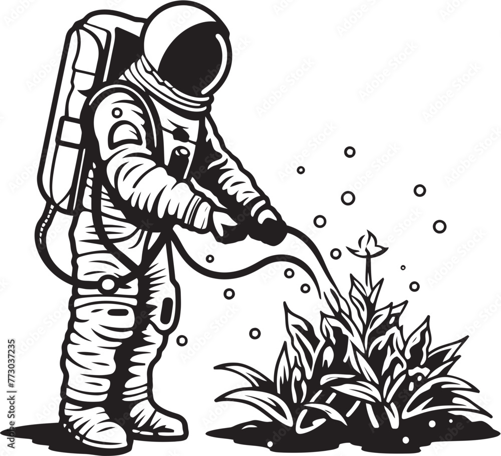 Nebula Nurture Vector Emblematic Plant Care Interstellar Gardening Astronaut Logo Design Nebula Nurture Vector Emblematic Plant Care Interstellar Gardening Astronaut Logo Design