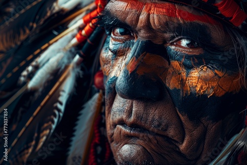 North American Indian portrait of an old man