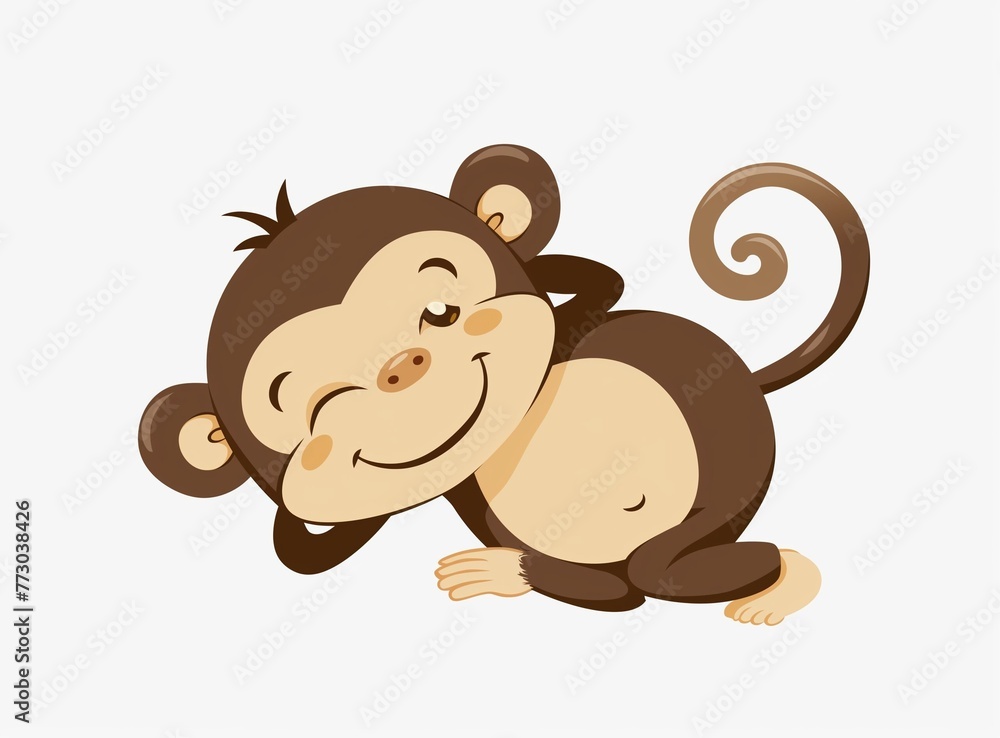 Fototapeta premium Funny monkey drawing
