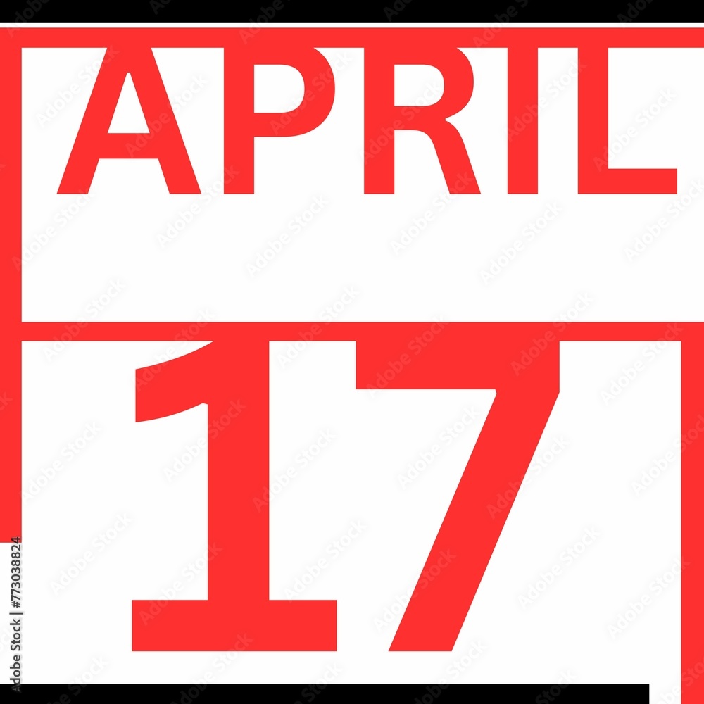 April 17 . flat Style calendar .date ,day, month .Flat style calendar for the month of April April 17 . flat Style calendar .date ,day, month .Flat style calendar for the month of April