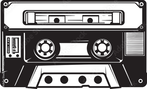 Nostalgic Beats Audio Tape Iconic Design Timeless Tracks Cassette Tape Emblem Graphics