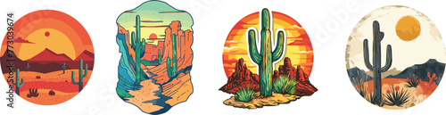 Set dessert landscape, vector illustration.