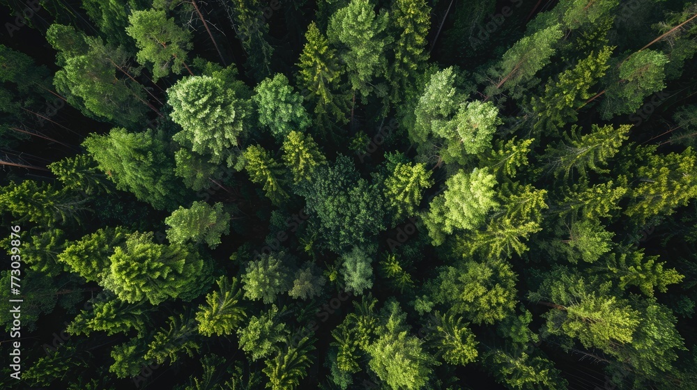 Forest aerial view. Generative AI