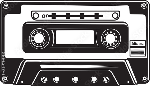 Melodic Journeys Retro Tape Icon Graphics Vintage Serenade Classic Cassette Emblem Vector